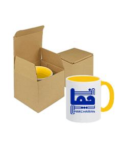 لیوان سفید دسته و داخل رنگی 